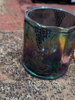 Iridescent Grape Motif Glass Vase - Multicolor